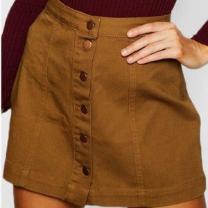 Petite Button Front A Line Skirt